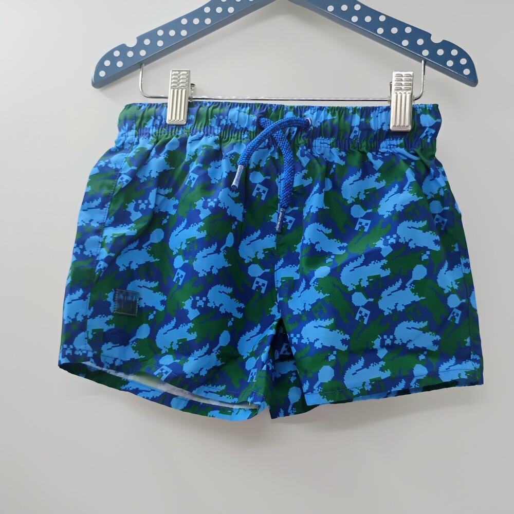 Lacoste Minecraft Creeper Swim Suit Boys Board Shorts Blue Green‎ Pixel Art